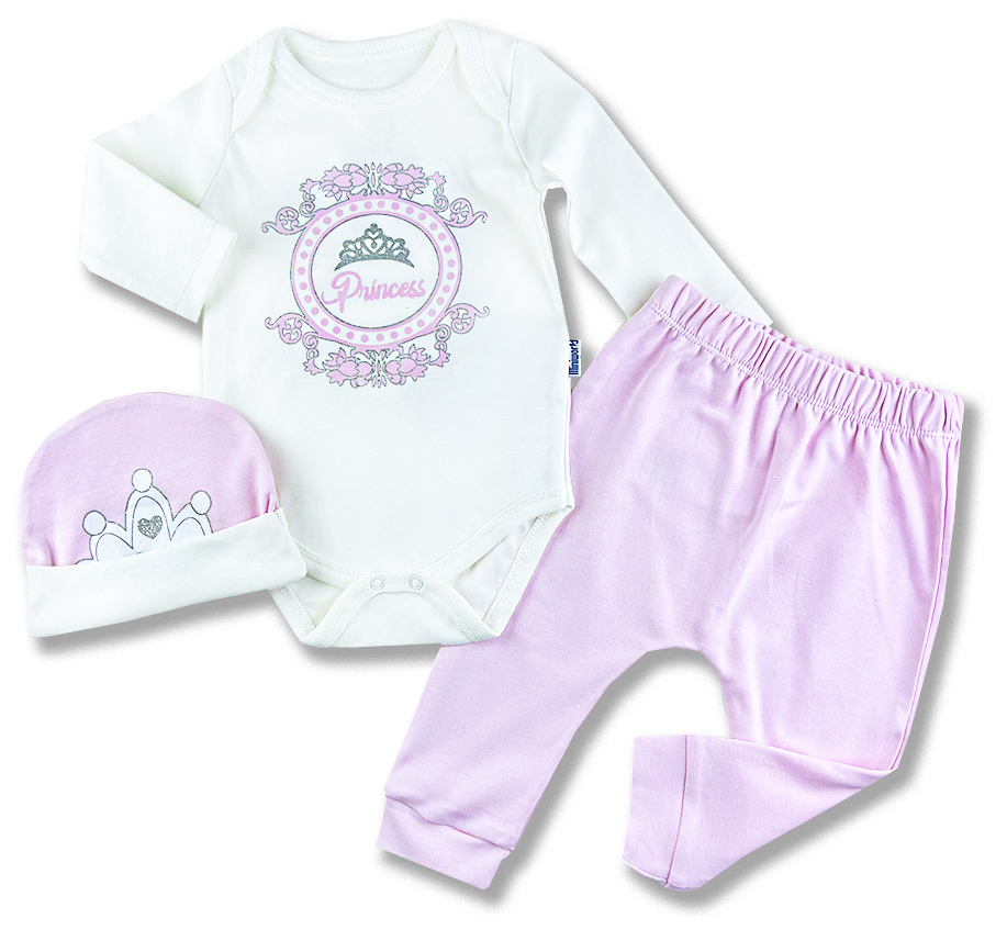 Miniworld 3dielna kojenecká súprava– Princess, ružová veľkosť: 68-74