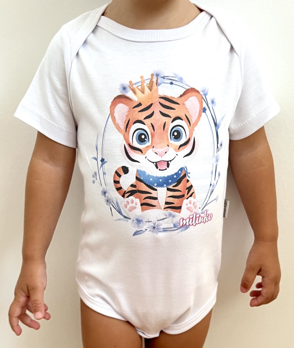 Milinko Unikátne detské body na krátky rukáv- Malý tigrík veľkosť: 56 (0-2m)
