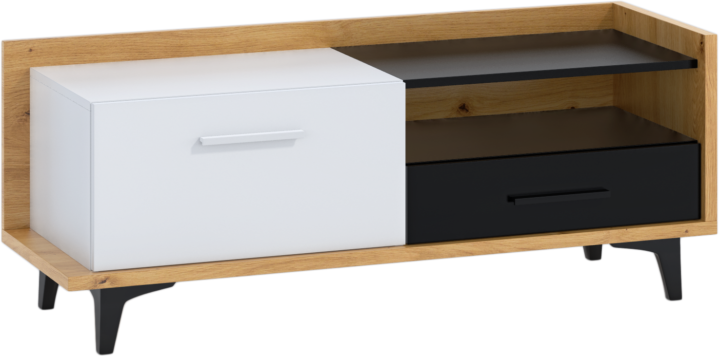 ArtCross TV stolík BOX-08 Farba: dub artisan / biela / čierna