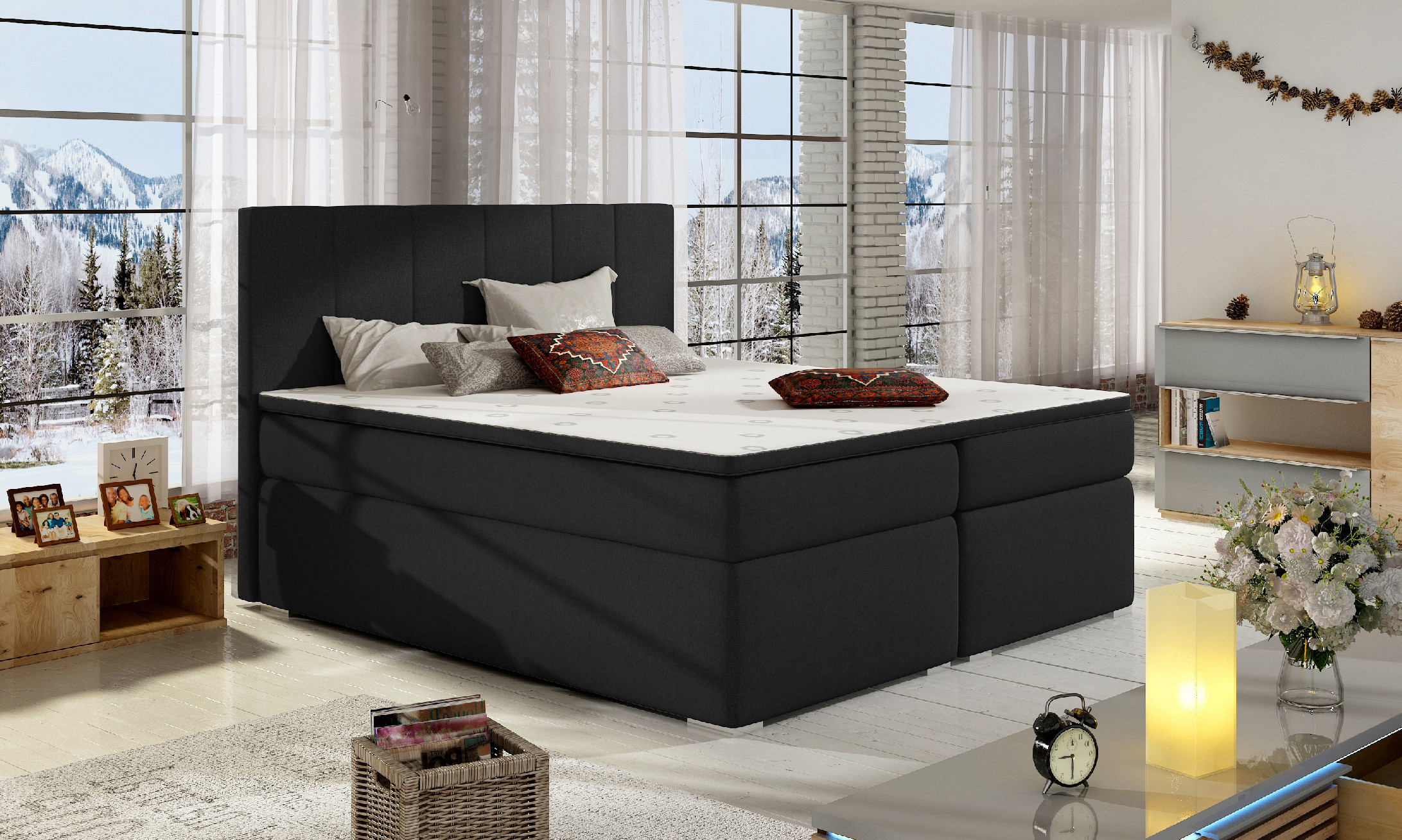 ArtElta Manželská posteľ BOLERO Boxspring | 140 x 200 cm Bolero rozmer: 140x200 cm, Bolero farba: Sawana 14