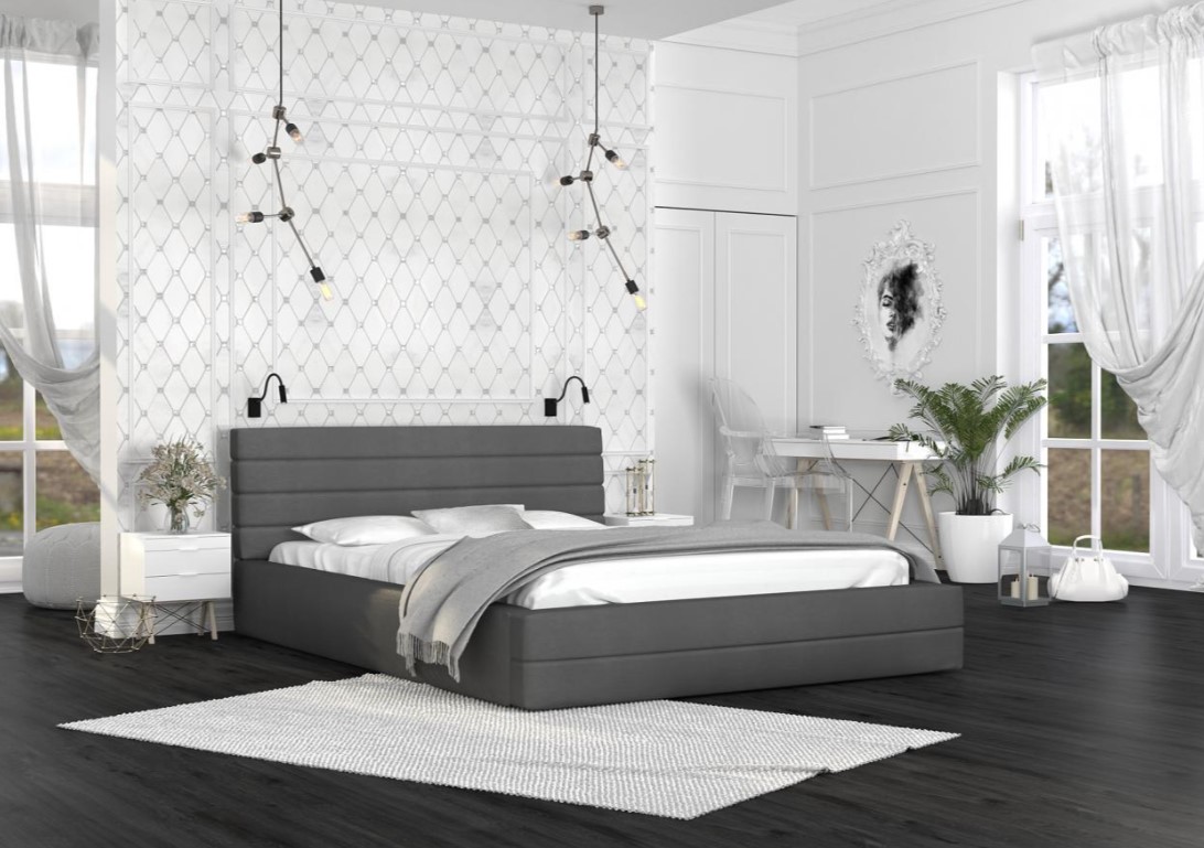 FDM Čalouněná manželská postel VIRGINIA | 160 x 200 cm Barva: Grafit