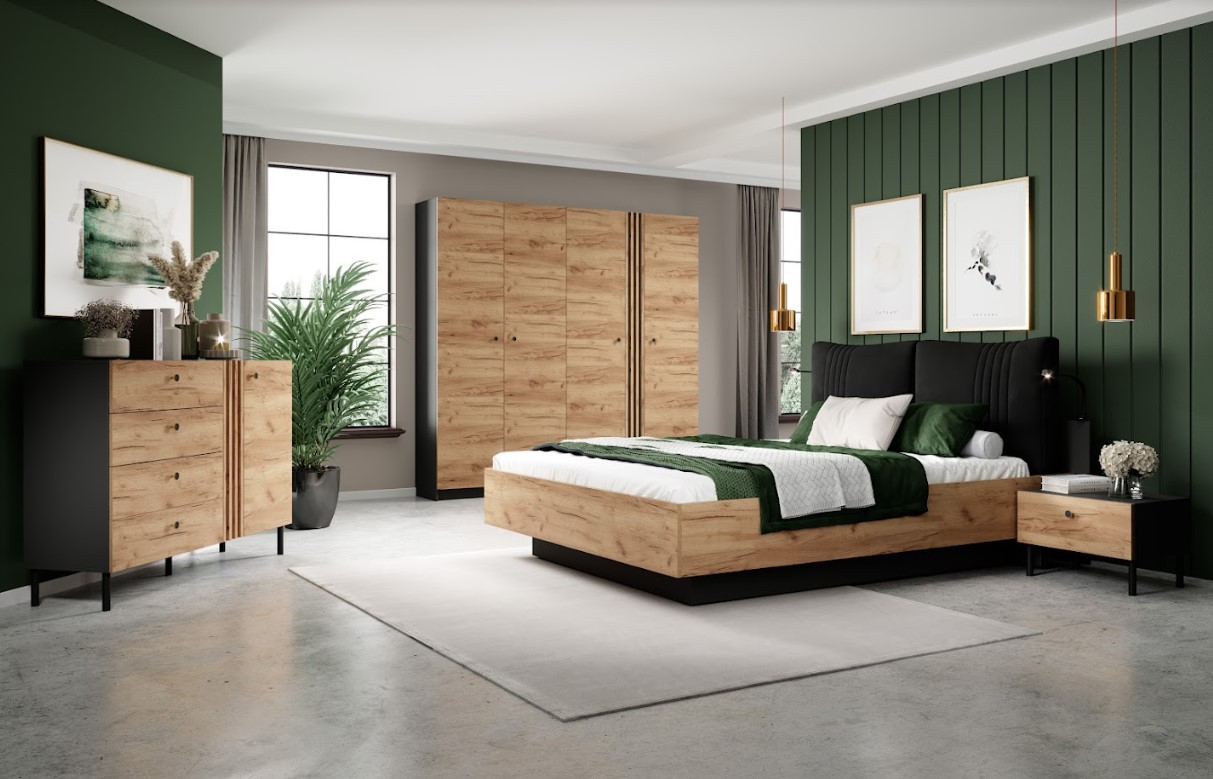 ArtLas Manželská postel CODE s úložným prostorem Provedení: Postel s roštem a LED osvětlením