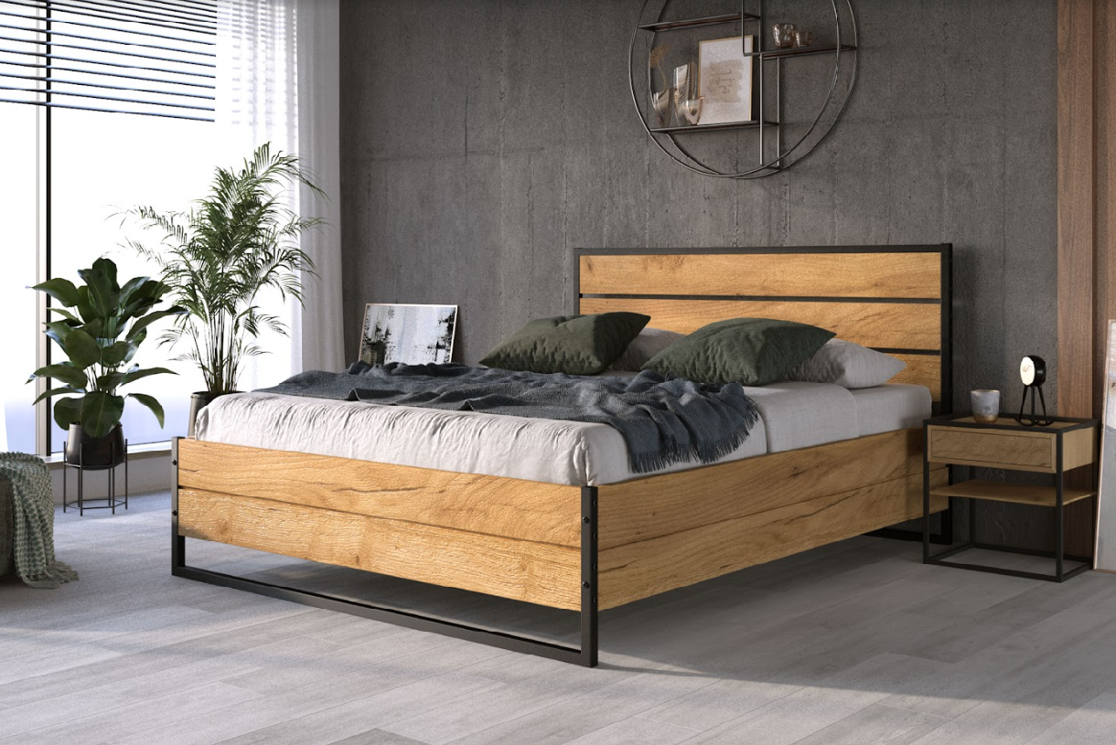 BMS Masivní postel LOFT | 120 x 200 cm