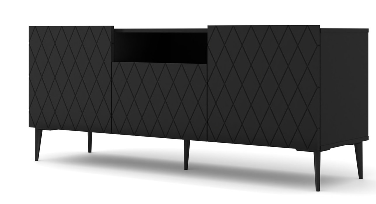 ARTBm TV stolek DIUNA 145 2D1K | černý mat Provedení: Černý mat / černé nohy
