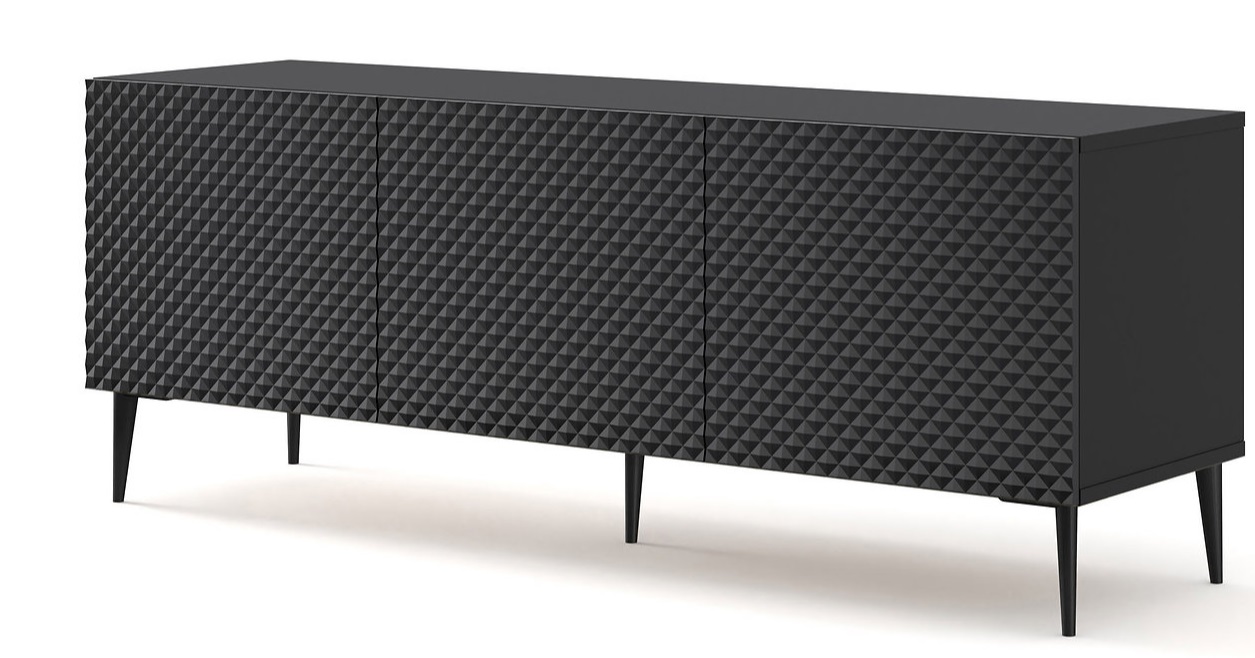 ARTBm TV stolek RAVENNA C 3D 150 | černá lesklá Provedení: Černá / černý  lesk / černé nohy