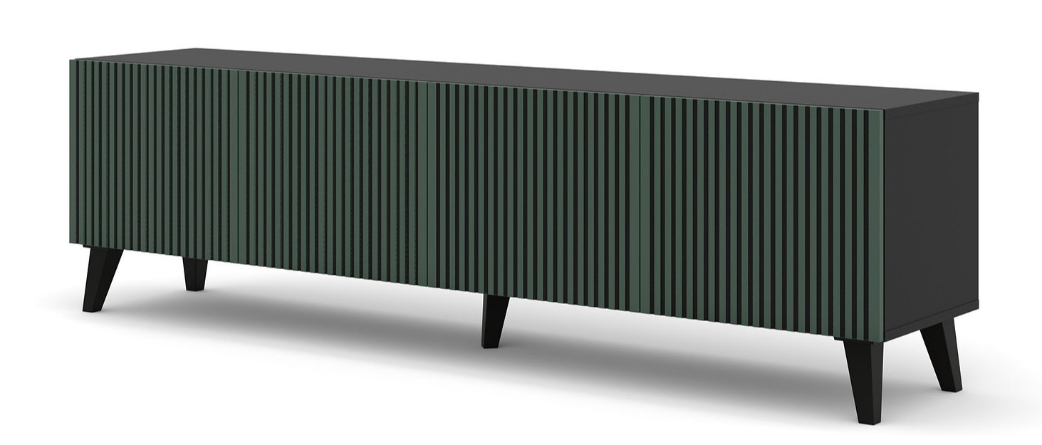 ARTBm TV stolek RAVENNA F 4D 200 | černá matná / zelená Provedení: Černý mat / zelená / černé plastové nohy