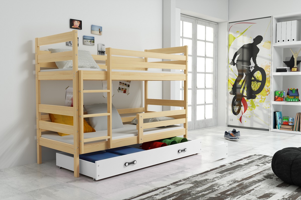 BMS Dětská patrová postel ERYK | borovice Barva: Borovice / bílá, Rozměr: 160 x 80 cm