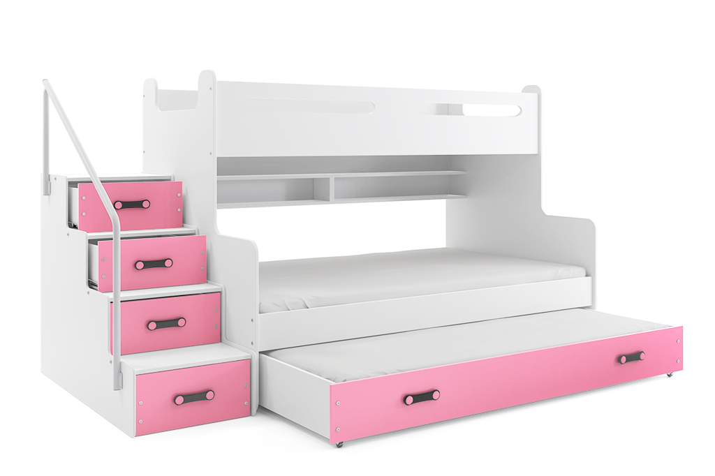 BMS Dětská patrová postel s přistýlkou MAX 3 Barva: Růžová