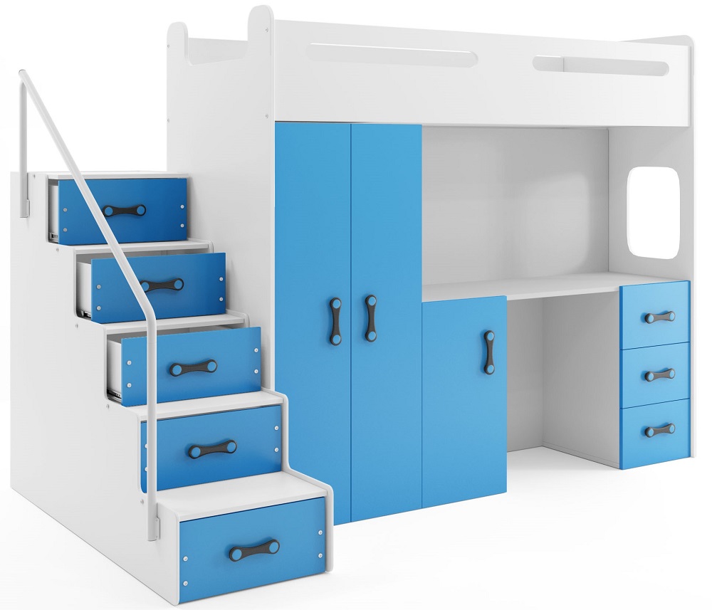 BMS Dětská patrová postel se stolkem MAX 4 Barva: Modrá