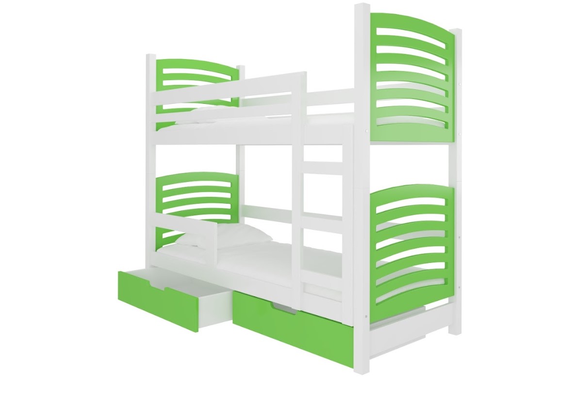 ArtAdrk Dětská patrová postel OSUNA Barva: bílá / zelená