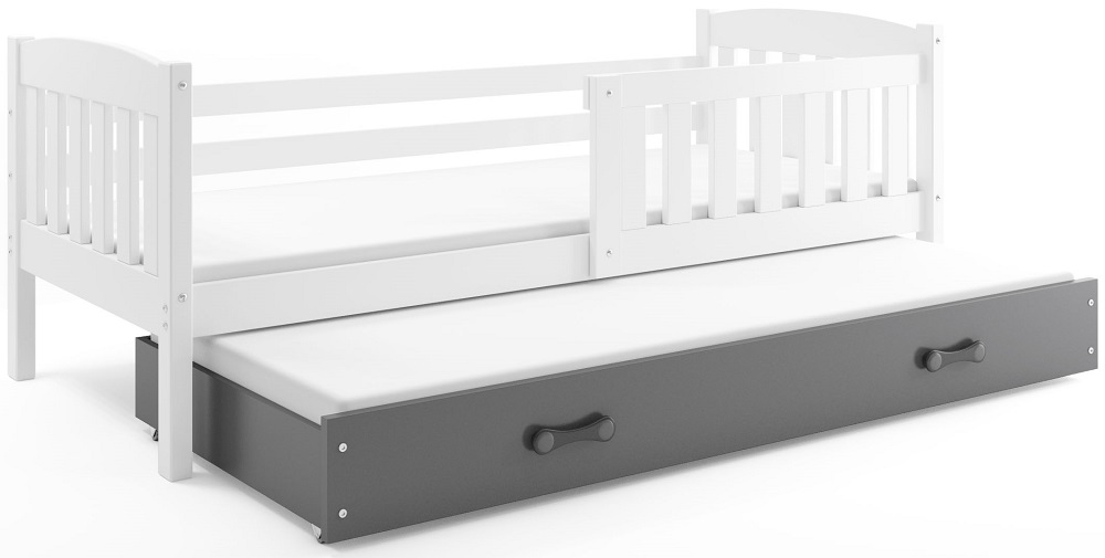 BMS Dětská postel KUBUŠ 2 s přistýlkou | bílá Barva: bílá / šedá, Rozměr: 200 x 90 cm