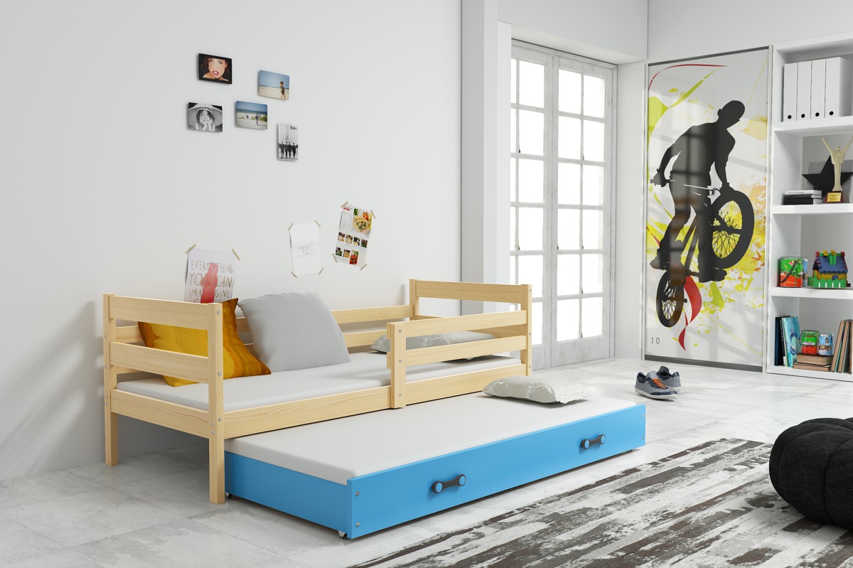 BMS Dětská postel s přistýlkou Eryk 2 | borovice Barva: Borovice / modrá, Rozměr: 190 x 80 cm