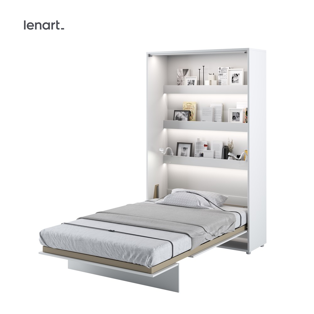 Dig-net nábytek Sklápěcí postel Lenart BED CONCEPT BC-02p | bílý lesk 120 x 200 cm
