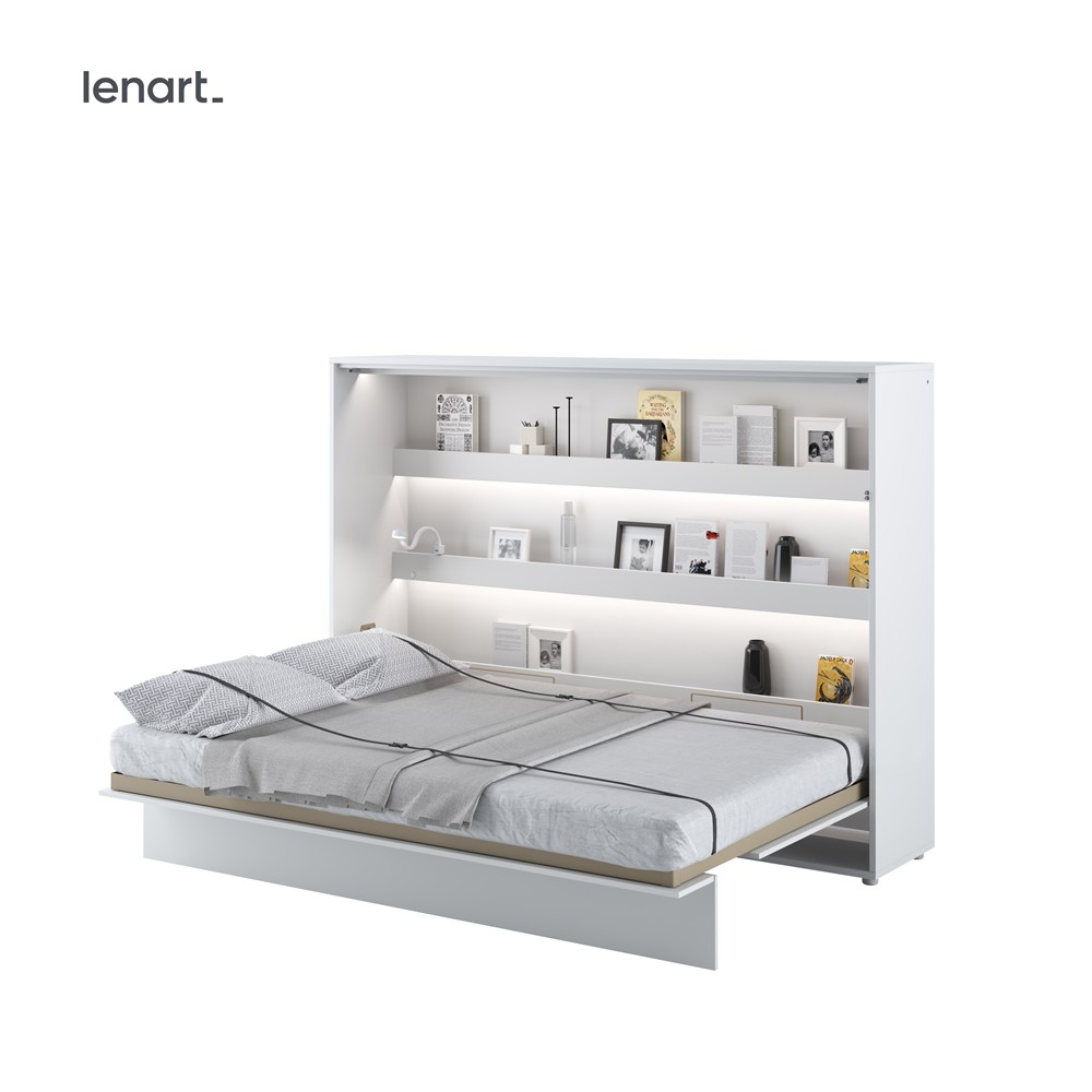 Dig-net nábytek Sklápěcí postel Lenart BED CONCEPT BC-04p | bílý lesk 140 x 200