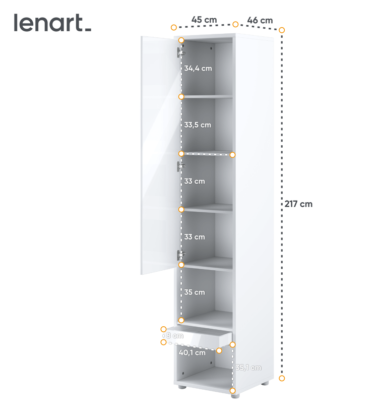 Dig-net nábytek Skříňka Lenart BED CONCEPT BC-07p | bílý lesk