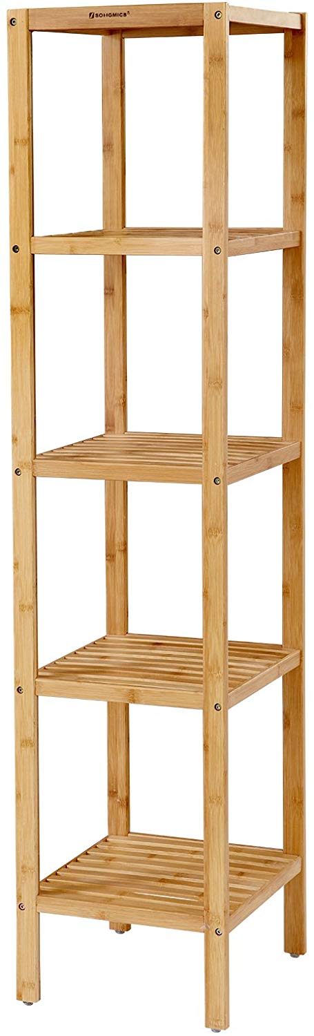 SONGMICS Bambusový regál 5 polic přírodní 33x146 cm