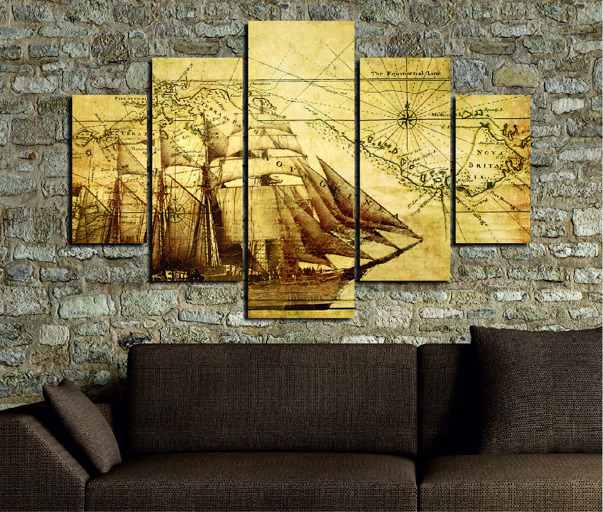 ASIR Sada dekorativních obrazů PLACHETNICE 92 cm MDF