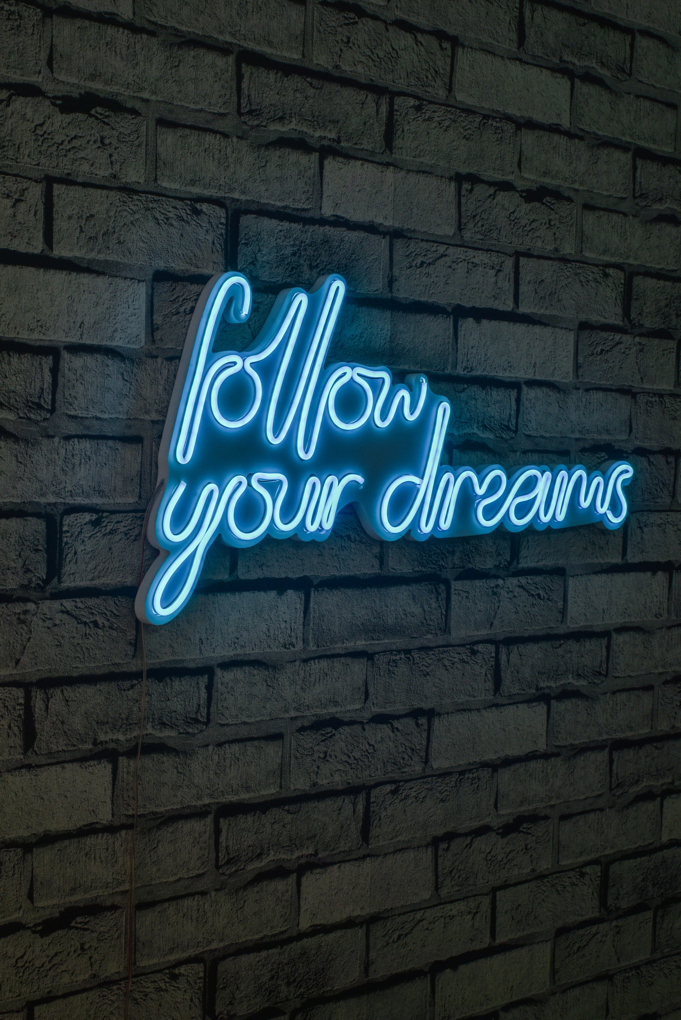 ASIR Dekorativní nápis FOLLOW YOUR DREAMS s led podsvícením modrý