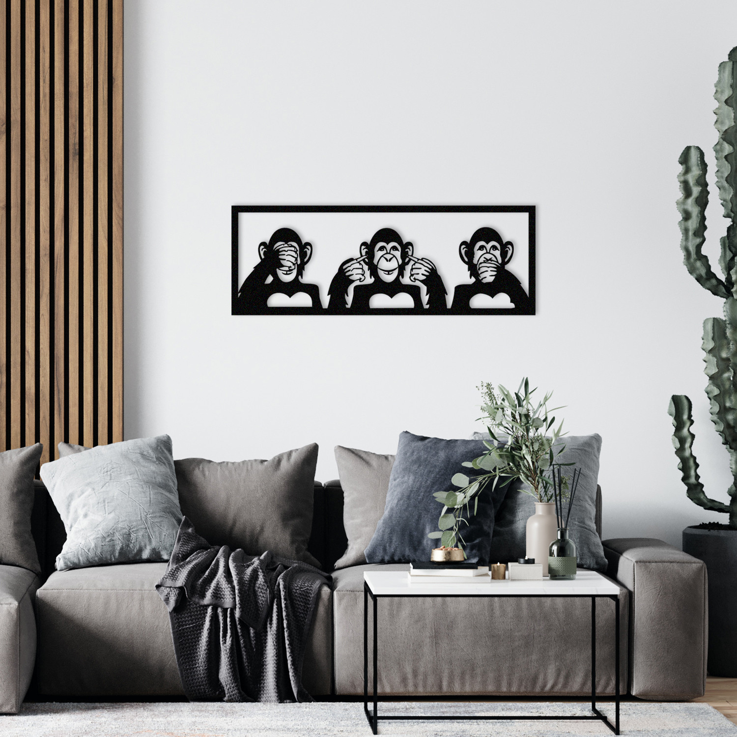 ASIR Kovová nástěnná dekorace THREE MONKEYS černá