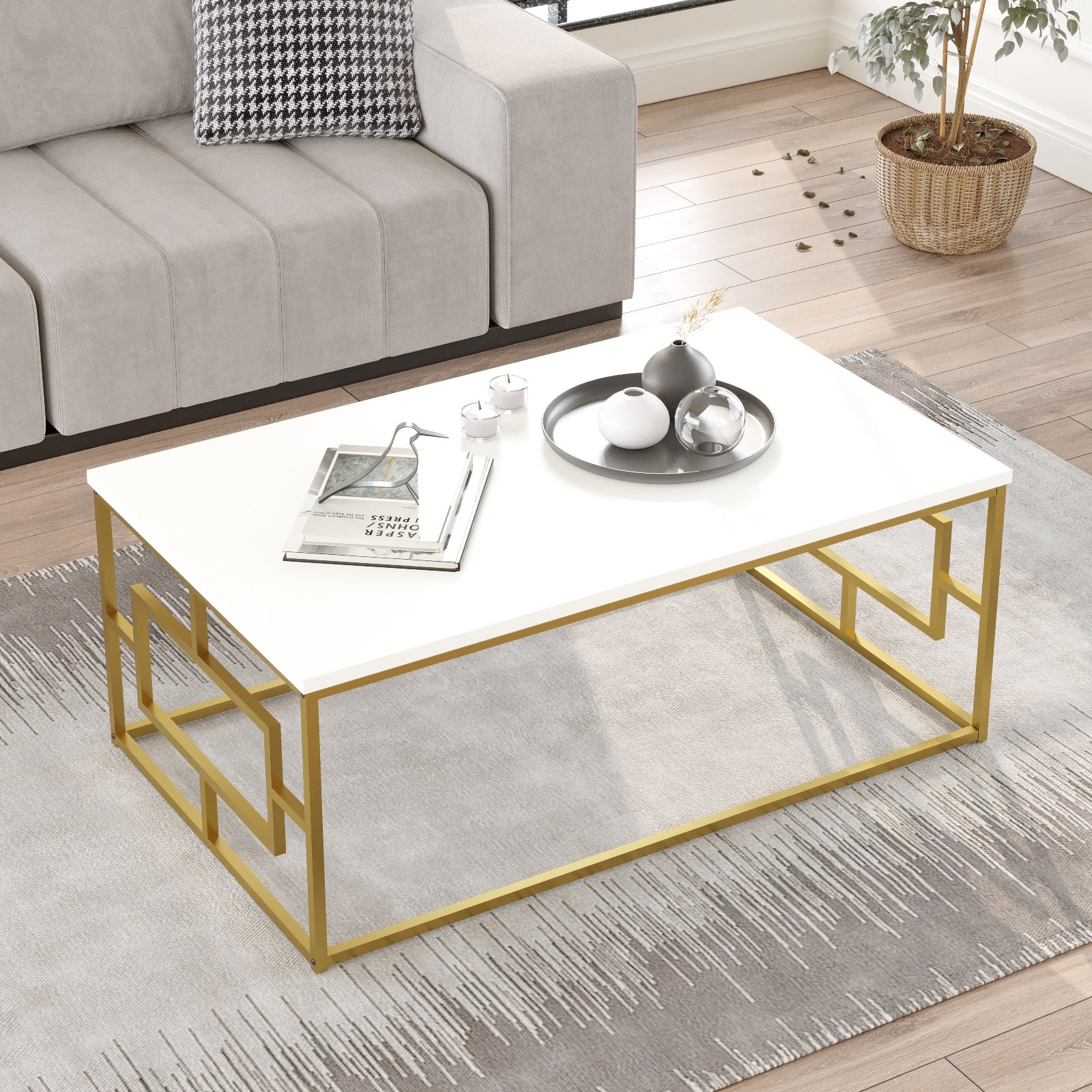 ASIR Konferenční stolek VG12 bílý zlatý