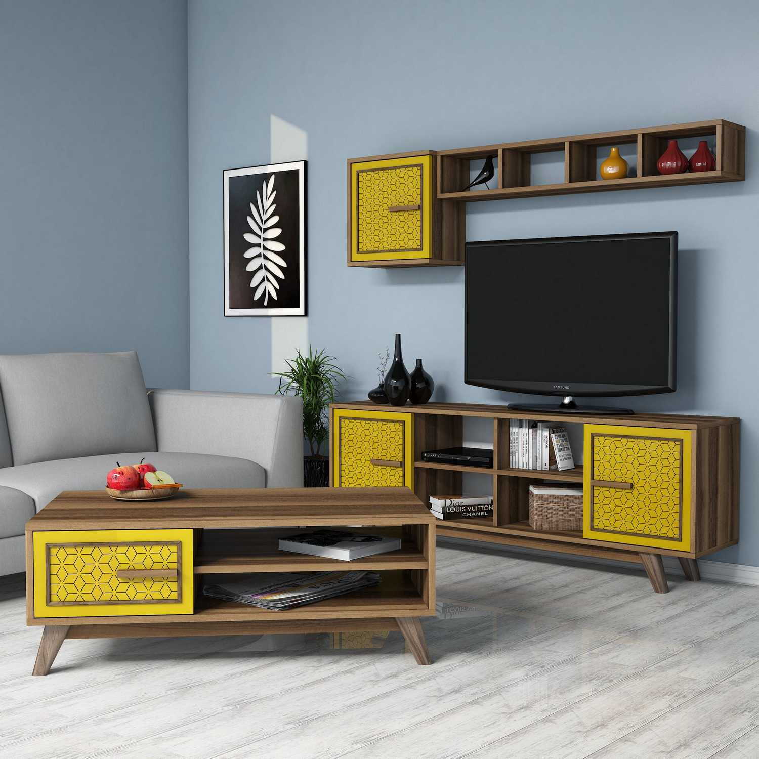 ASIR Set nábytku do obývacího pokoje AYLA ořech žlutý