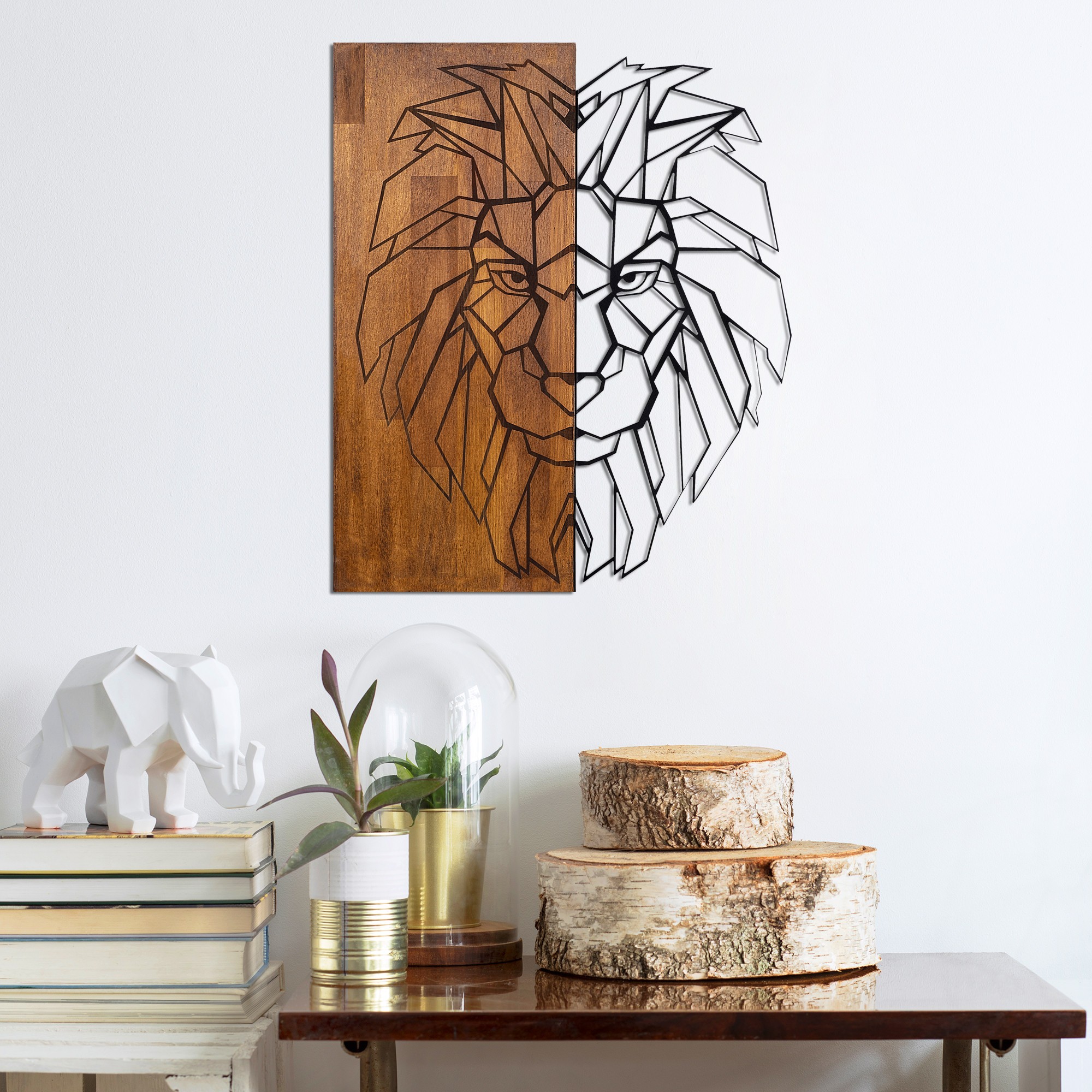 ASIR Nástěnná dekorace dřevo LEV 47,5 x 58 cm