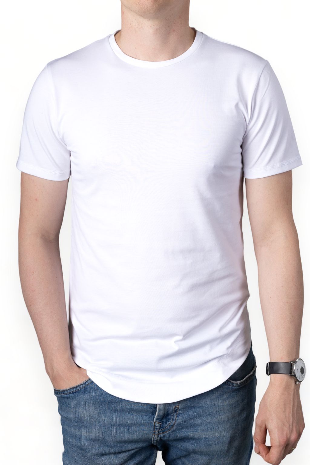 Bílé minimalistické pánské tričko LUKAS - nanoSPACE by LADA Velikost: L