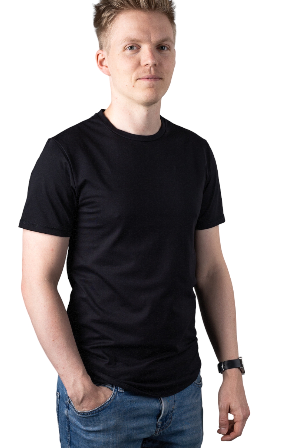 Černé minimalistické pánské tričko LUKAS - nanoSPACE by LADA Velikost: S