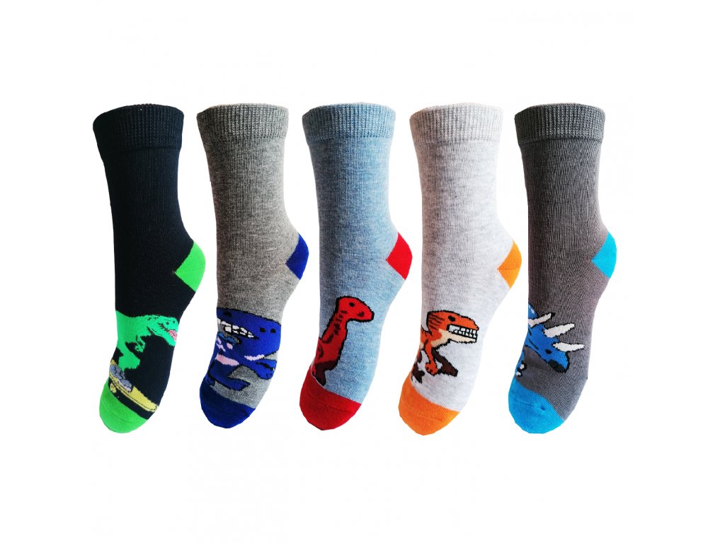 Chlapecké ponožky Aura.Via - GZF7370, dinosauři Barva: Mix barev, Velikost: 32-35