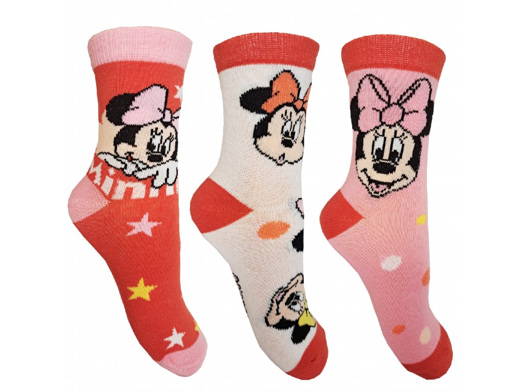 Minnie Mouse - licence Dívčí ponožky - Minnie Mouse 99, bílá/růžová/červená Barva: Mix barev, Velikost: 31-34