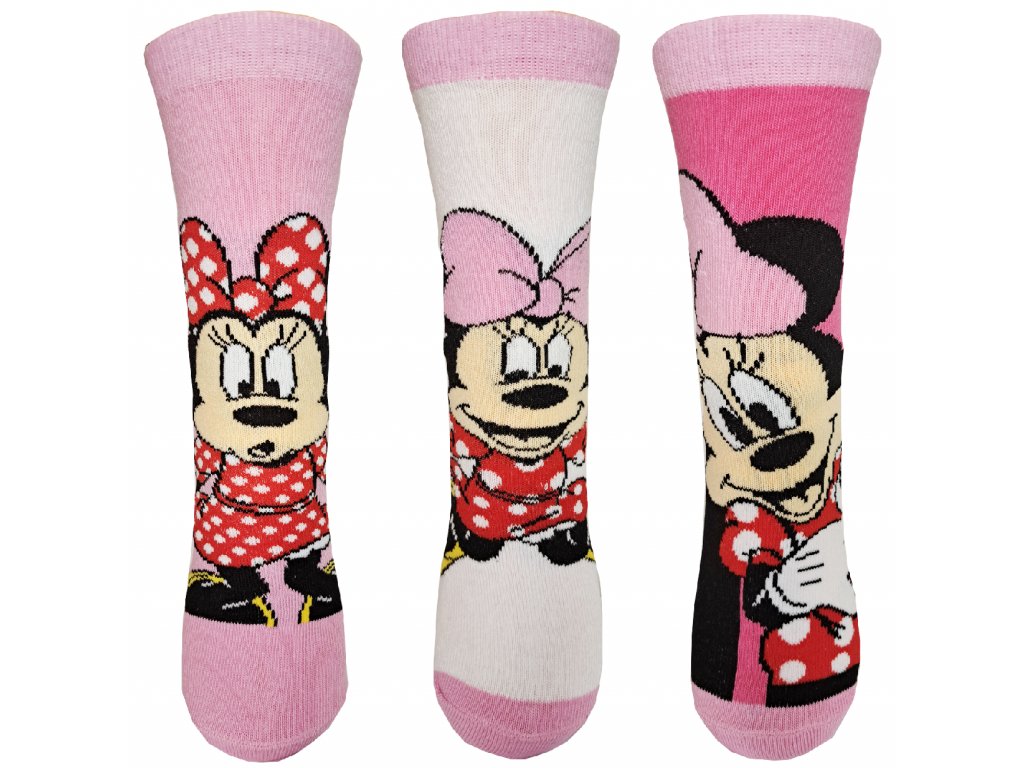 Minnie Mouse - licence Dívčí ponožky - Minnie Mouse 111, bílá/růžová Barva: Mix barev, Velikost: 23-26