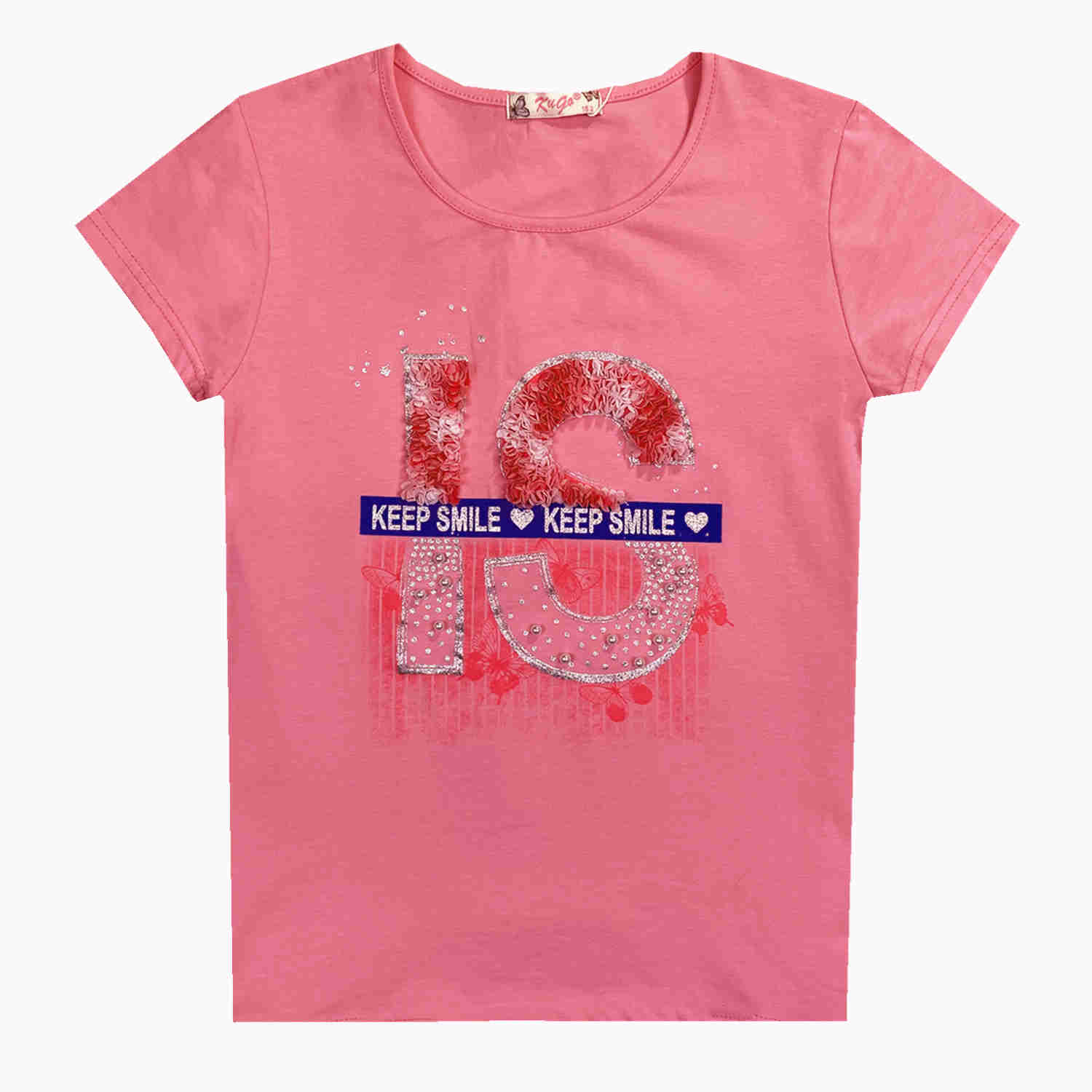 Dívčí triko - KUGO K778, růžová Barva: Růžová, Velikost: 164