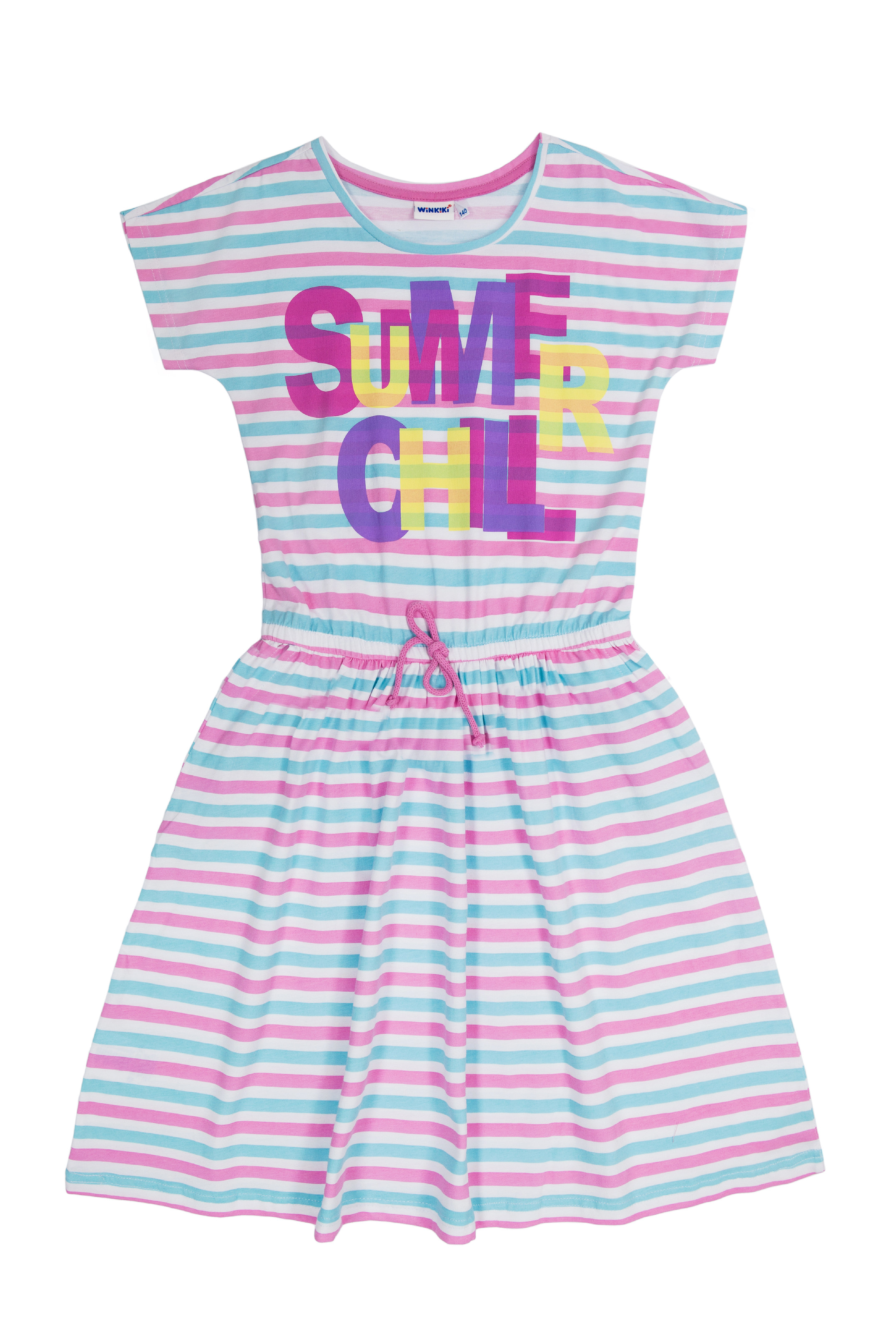 Dívčí šaty - WINKIKI WTG 01802, růžová / proužek Barva: Růžová, Velikost: 146