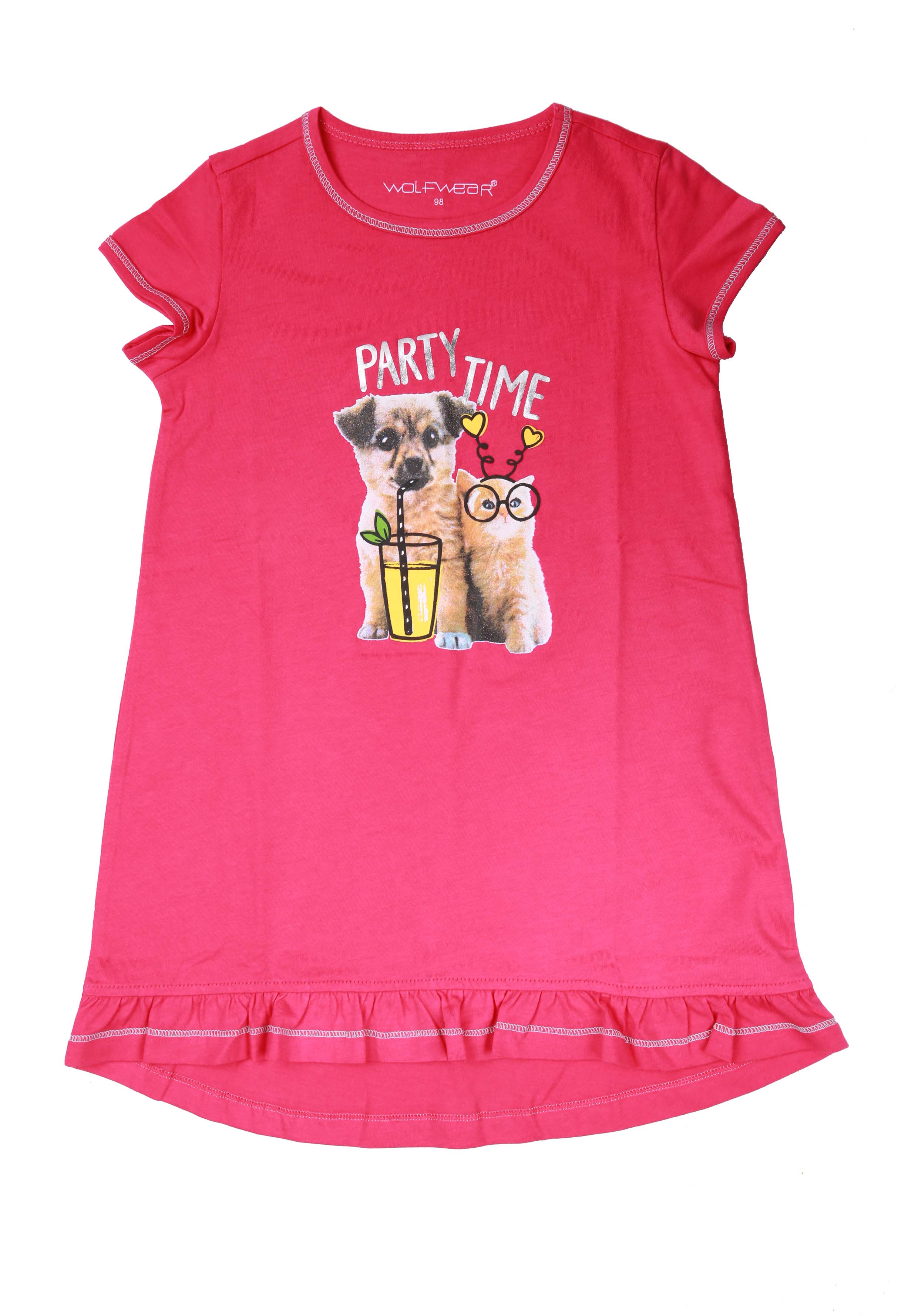 Dívčí noční košilka - Wolf S2080, růžová sytě Barva: Růžová sytě, Velikost: 104