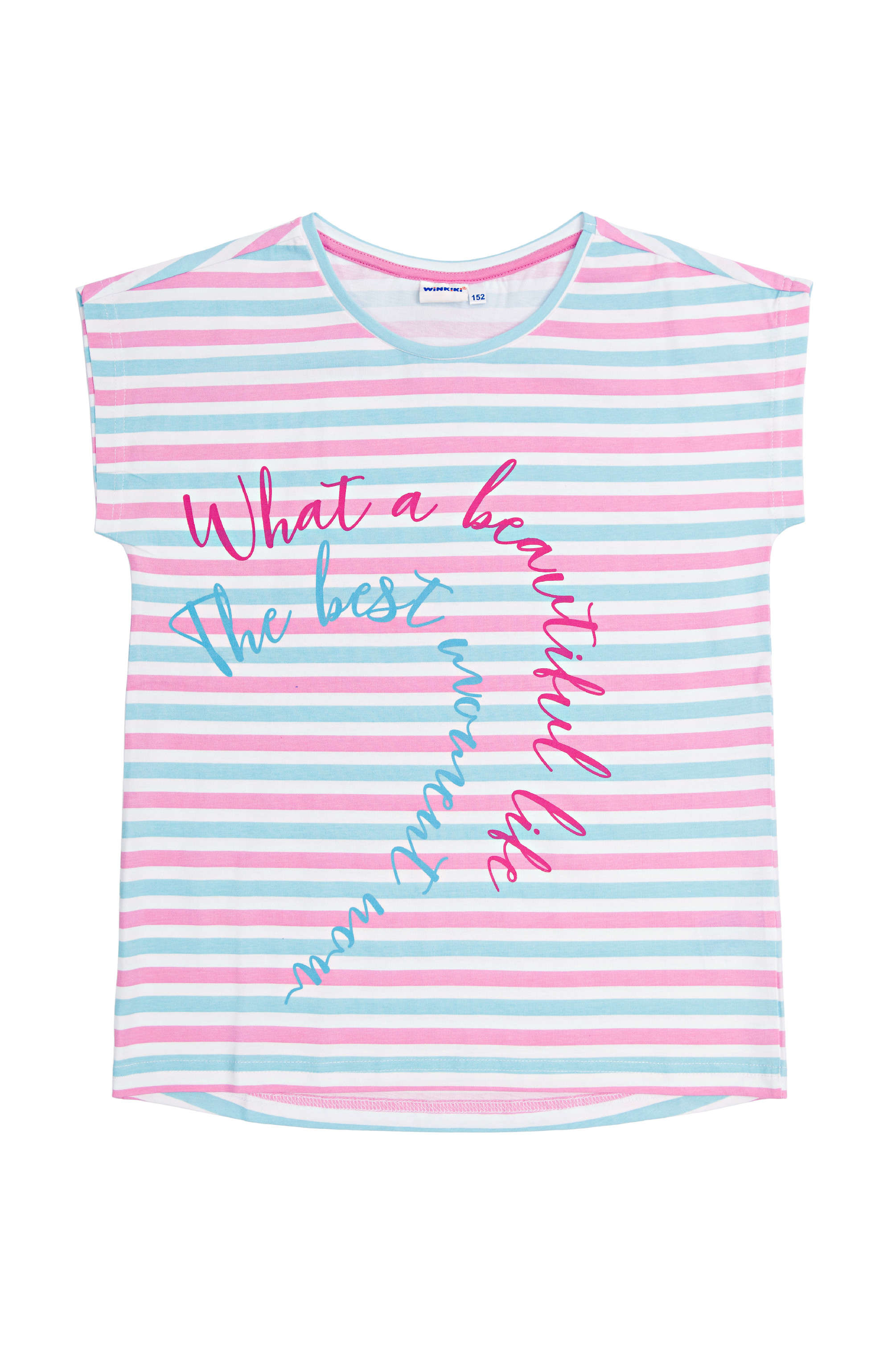 Dívčí triko - Winkiki WTG 01799, růžová / proužek Barva: Růžová, Velikost: 164