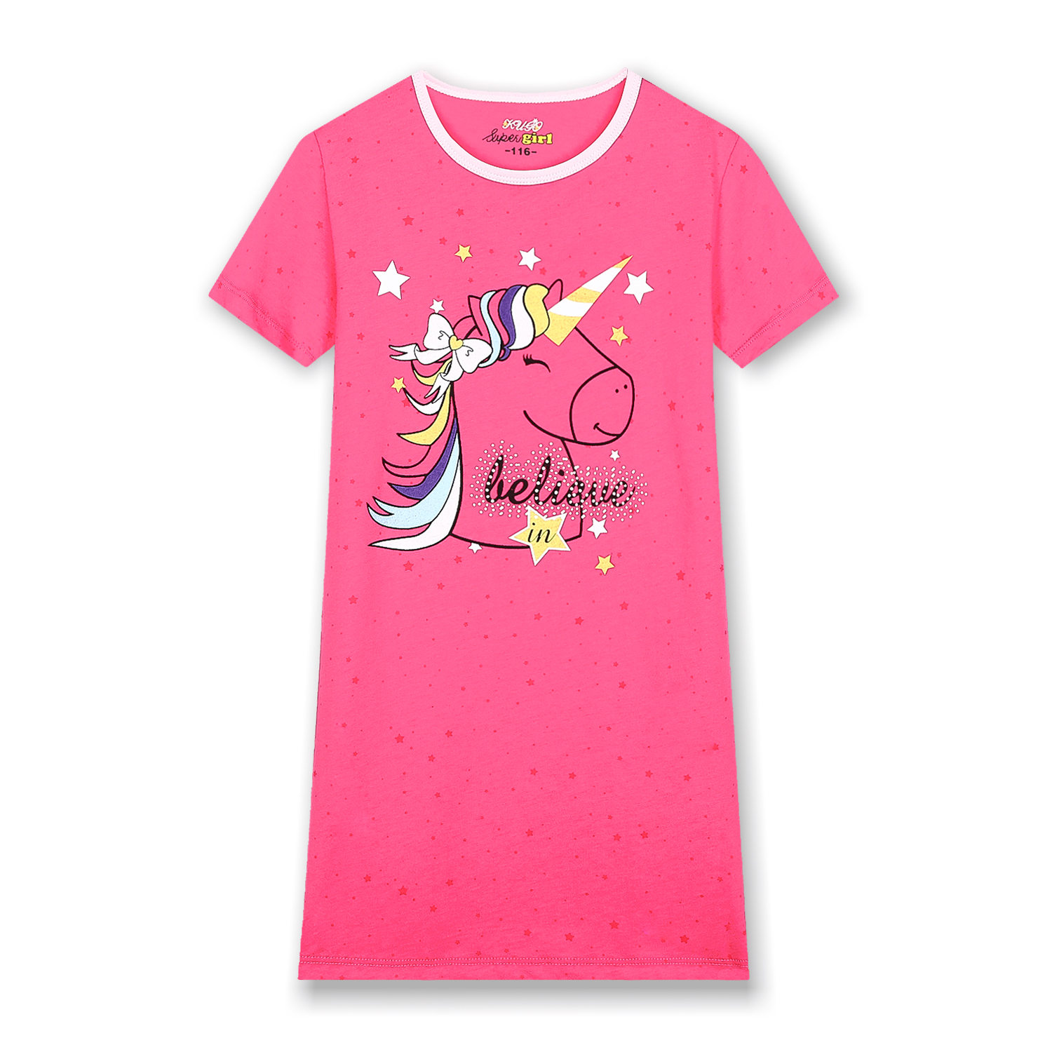 Dívčí noční košile - KUGO MP1290, růžová sytě Barva: Růžová sytě, Velikost: 98