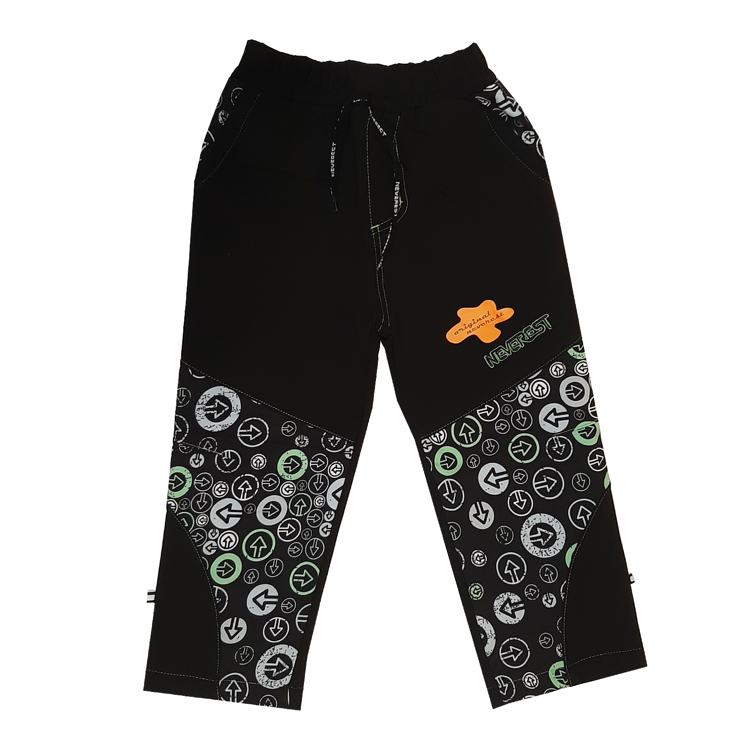 Chlapecké softshellové kalhoty - NEVEREST FT6281cc, černo-zelená Barva: Černá, Velikost: 92
