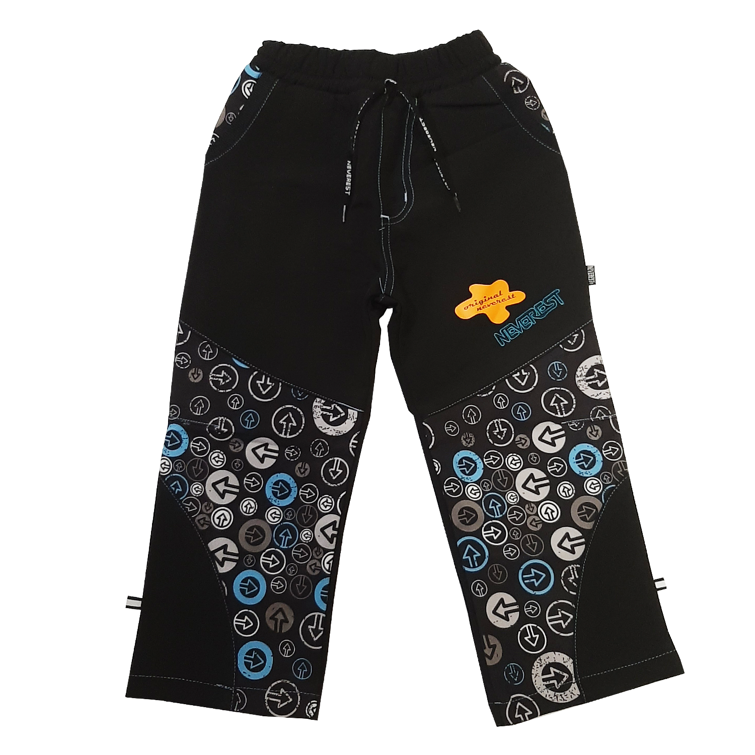 Chlapecké softshellové kalhoty - NEVEREST FT6281cc, černo- modrá Barva: Černá, Velikost: 92