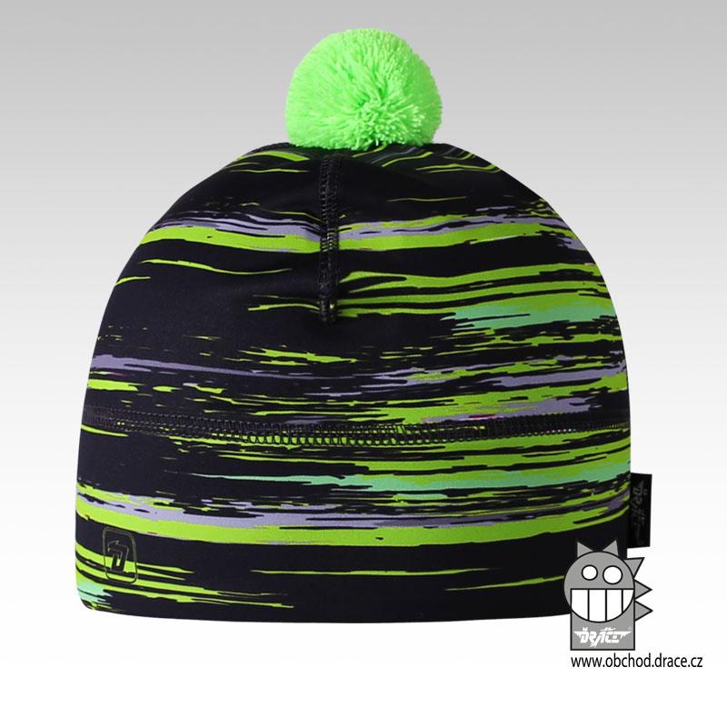 Chlapecká zimní funkční čepice Dráče - Flavio 098, černá/ zelinkavá Barva: Černá, Velikost: XL 56-58
