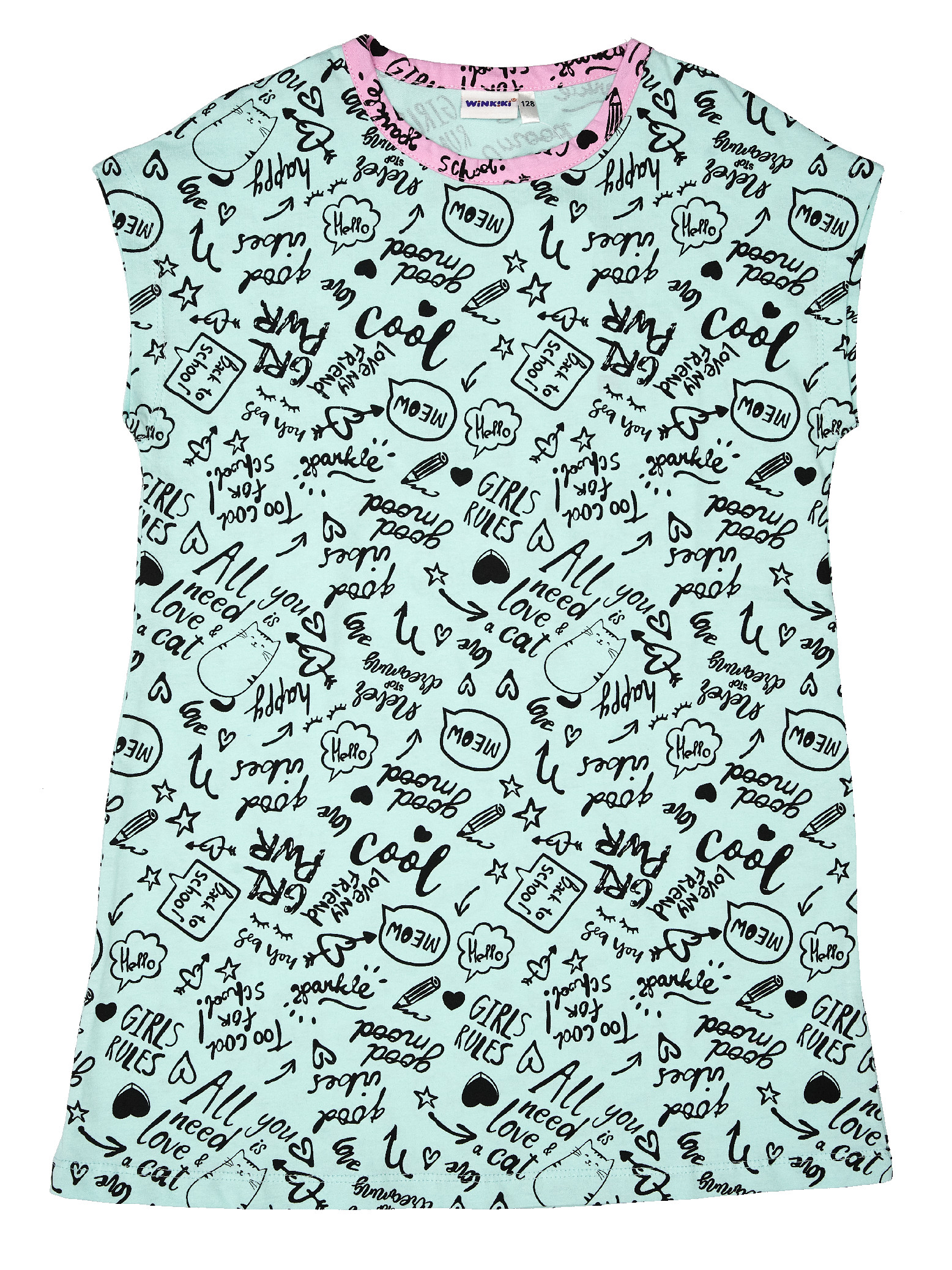 Dívčí noční košile - Winkiki WJG 92621, zelinkavá Barva: Zelinkavá, Velikost: 134