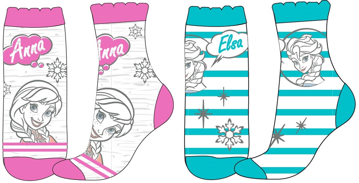 Frozen - licence Dívčí ponožky - FROZEN 52346133, tyrkysový proužek/ šedý melír Barva: Mix barev, Velikost: 23-26