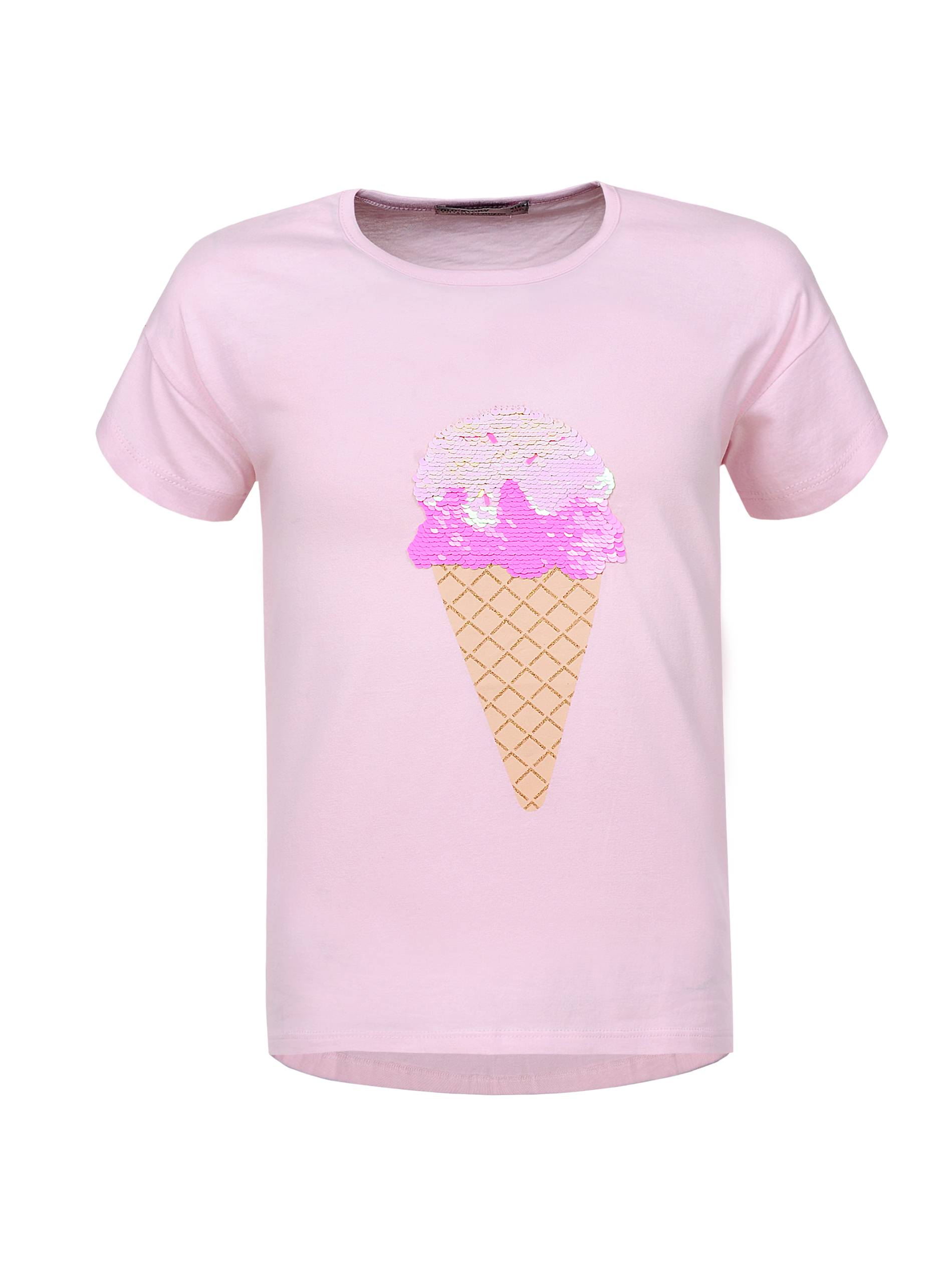 Dívčí triko s flitry - Glo-Story GPO-0469, světlonce růžová Barva: Růžová, Velikost: 98