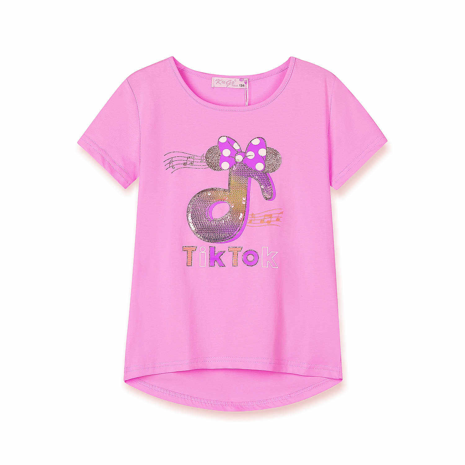 Dívčí triko s flitry - KUGO WK0803, světle růžová Barva: Růžová světlejší, Velikost: 116