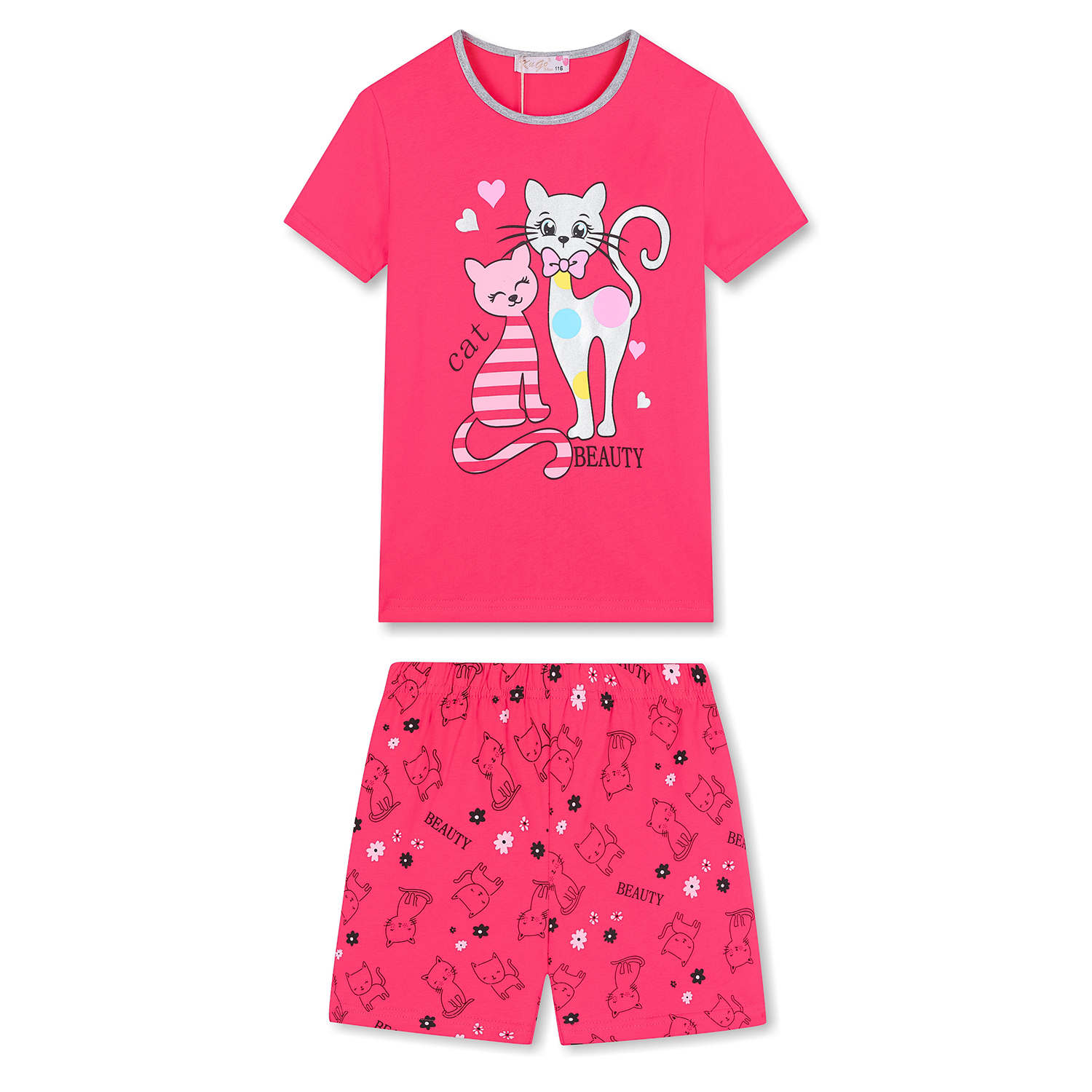 Dívčí letní pyžamo - KUGO MP1505, sytě růžová Barva: Růžová sytě, Velikost: 98