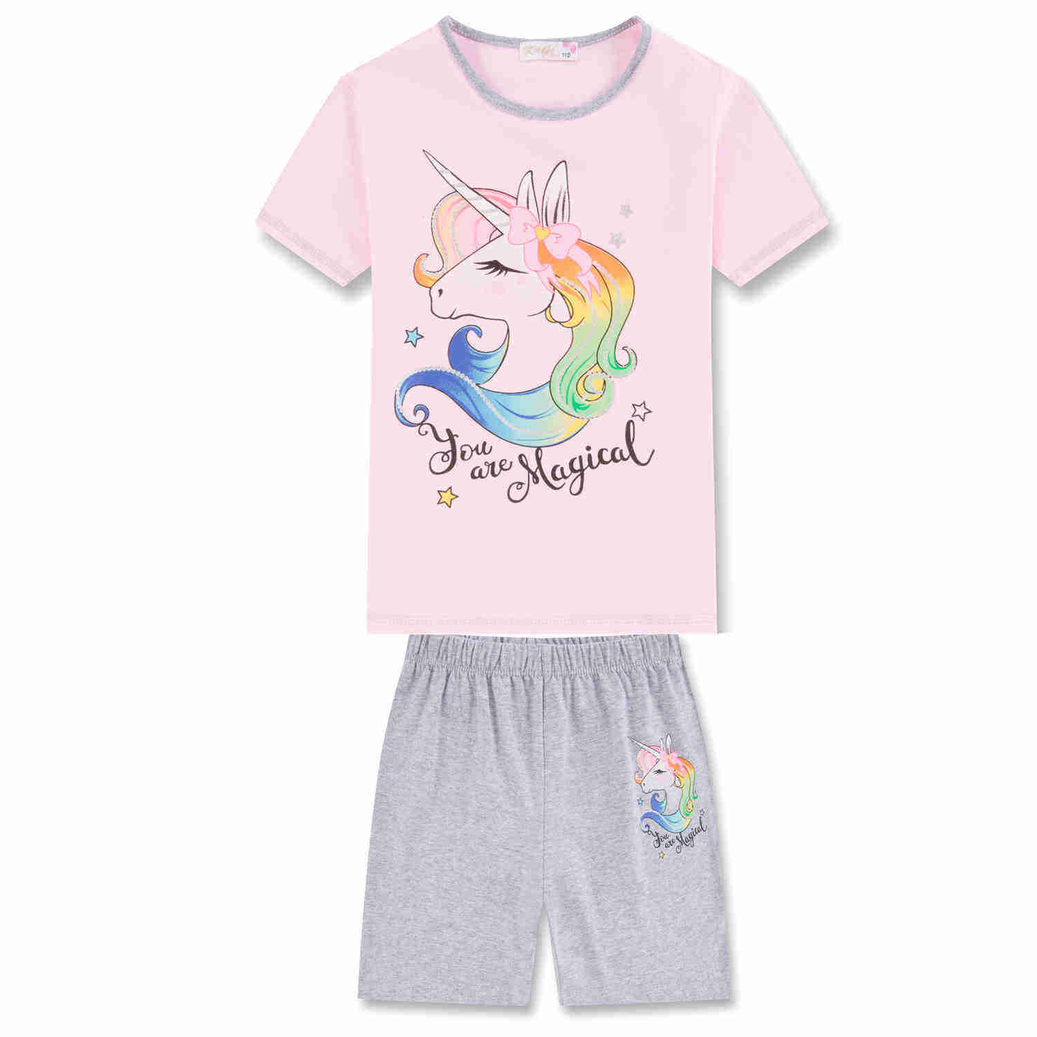 Dívčí letní pyžamo - KUGO MP1243, světlonce růžová Barva: Růžová, Velikost: 98