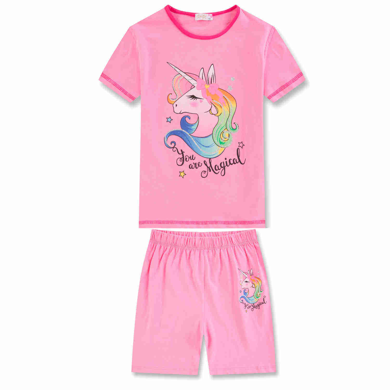 Dívčí letní pyžamo - KUGO MP1243, světle růžová Barva: Růžová světlejší, Velikost: 98