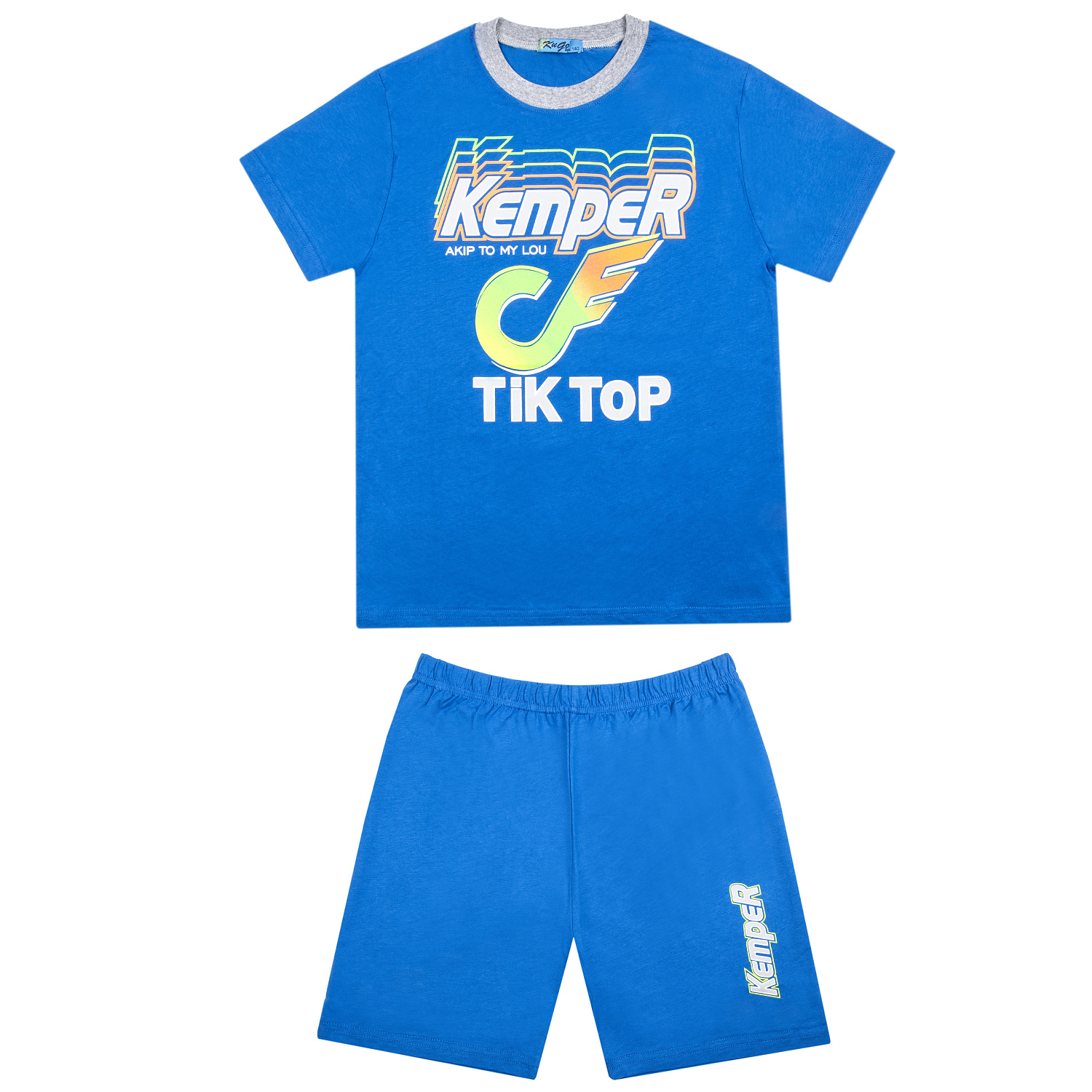 Chlapecké letní pyžamo - KUGO MP1560, modrá Barva: Modrá, Velikost: 134