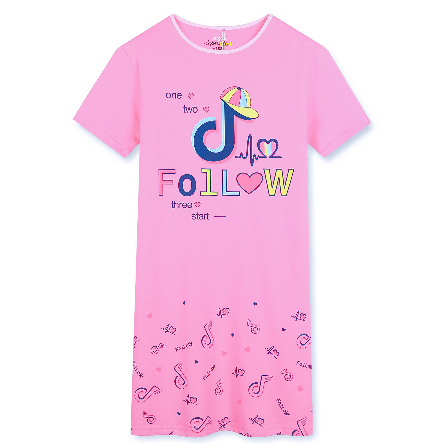 Dívčí noční košile - KUGO MP1503, růžová Barva: Růžová, Velikost: 152