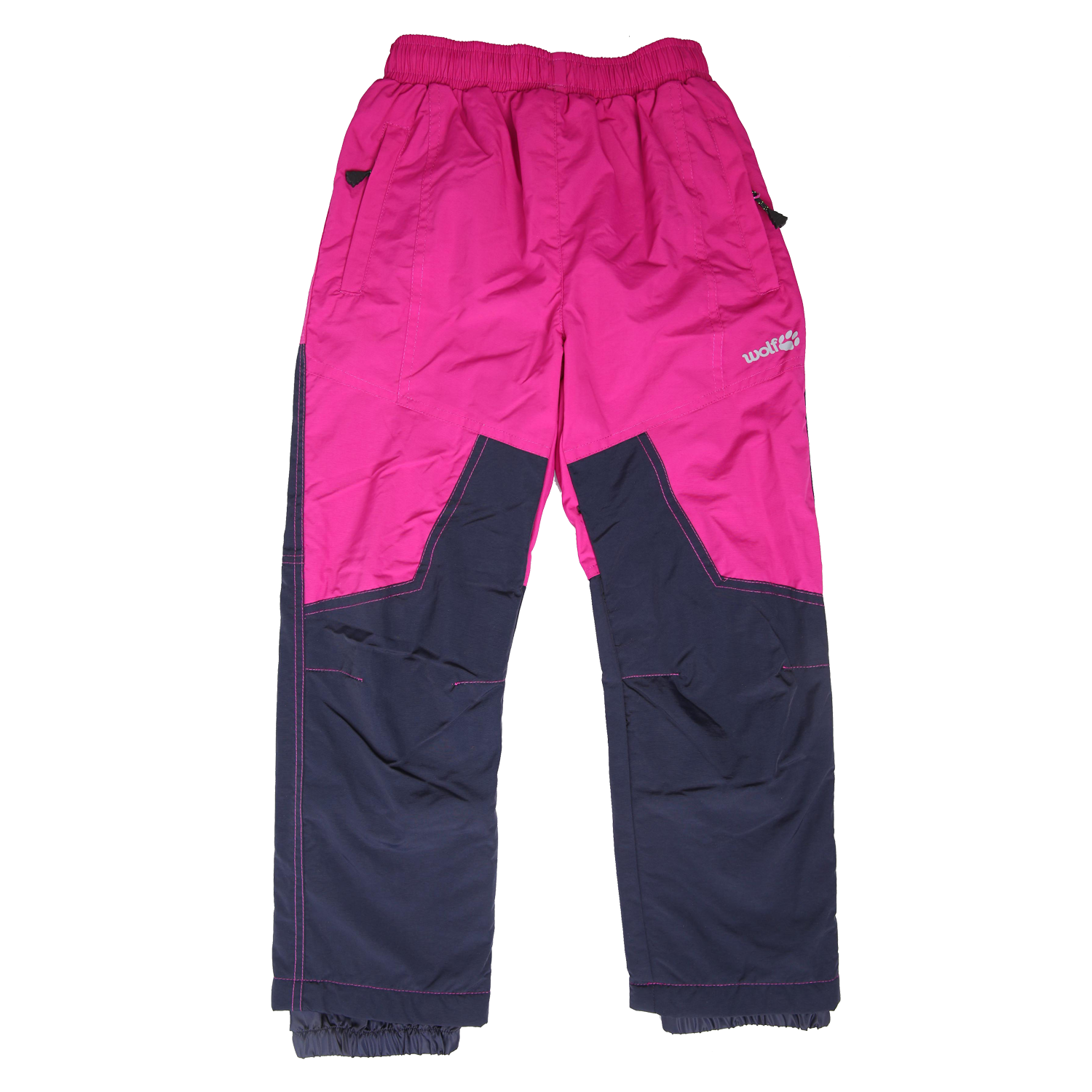 Dívčí šusťákové kalhoty, zateplené - Wolf B2174, fialovorůžová/ tmavě modrá Barva: Fialovorůžová, Velikost: 98
