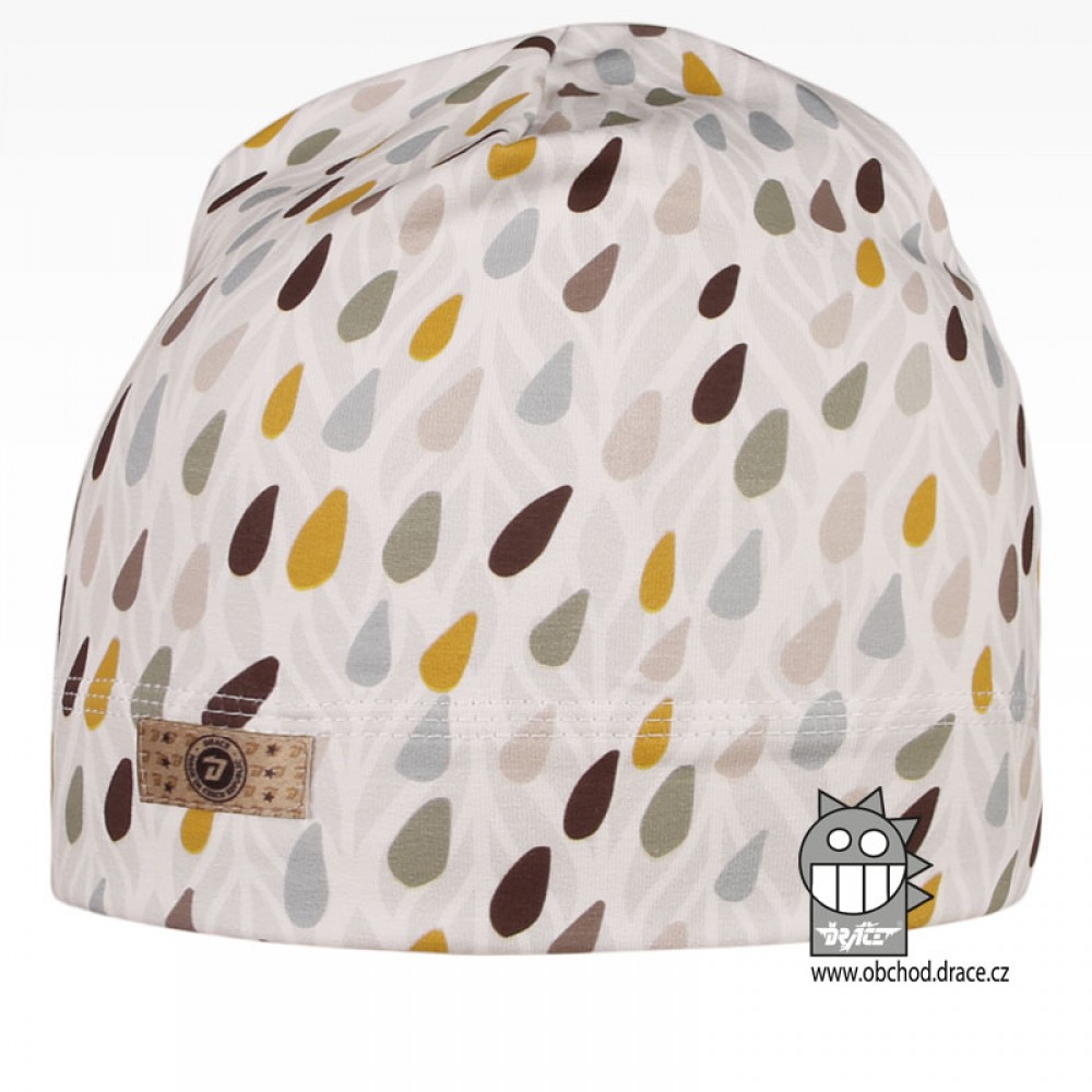 Bavlněná celopotištěná čepice Dráče - vzor 05 - bílá, kapky Barva: Bílá, Velikost: 46-48